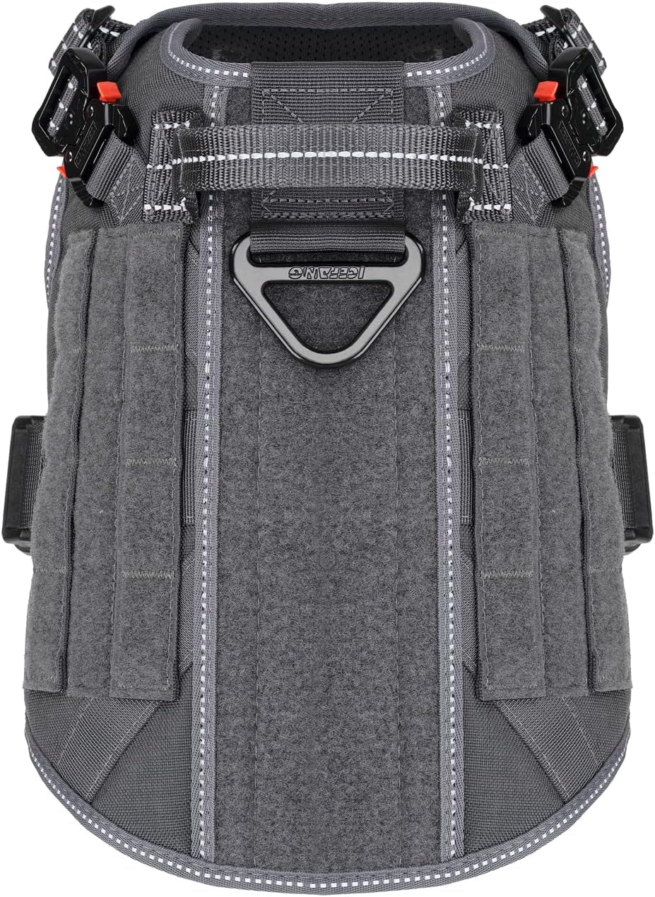 Tactical Dog Harness,Medium Size, 2X Metal Buckle,Working Dog MOLLE Vest with Handle,No Pulling Front Leash Clip,Hook and Loop Panel